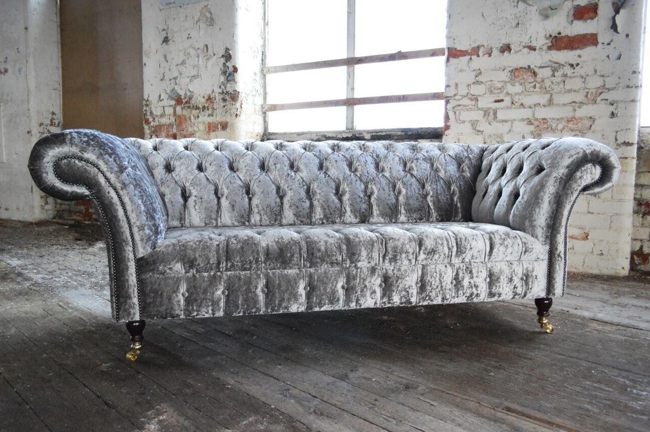 Xlmoebel 3-Sitzer Silbernes Sofa mit luxuriösem Design und komfortabler Polsterung, Hergestellt in Europa