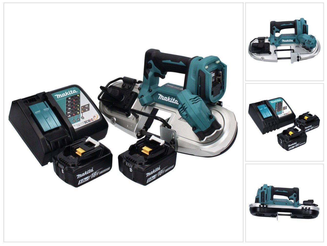 Makita Bandsäge DPB 183 RT Akku Bandsäge 18 V 66 mm Brushless + 2x Akku 5,0 Ah + Lade
