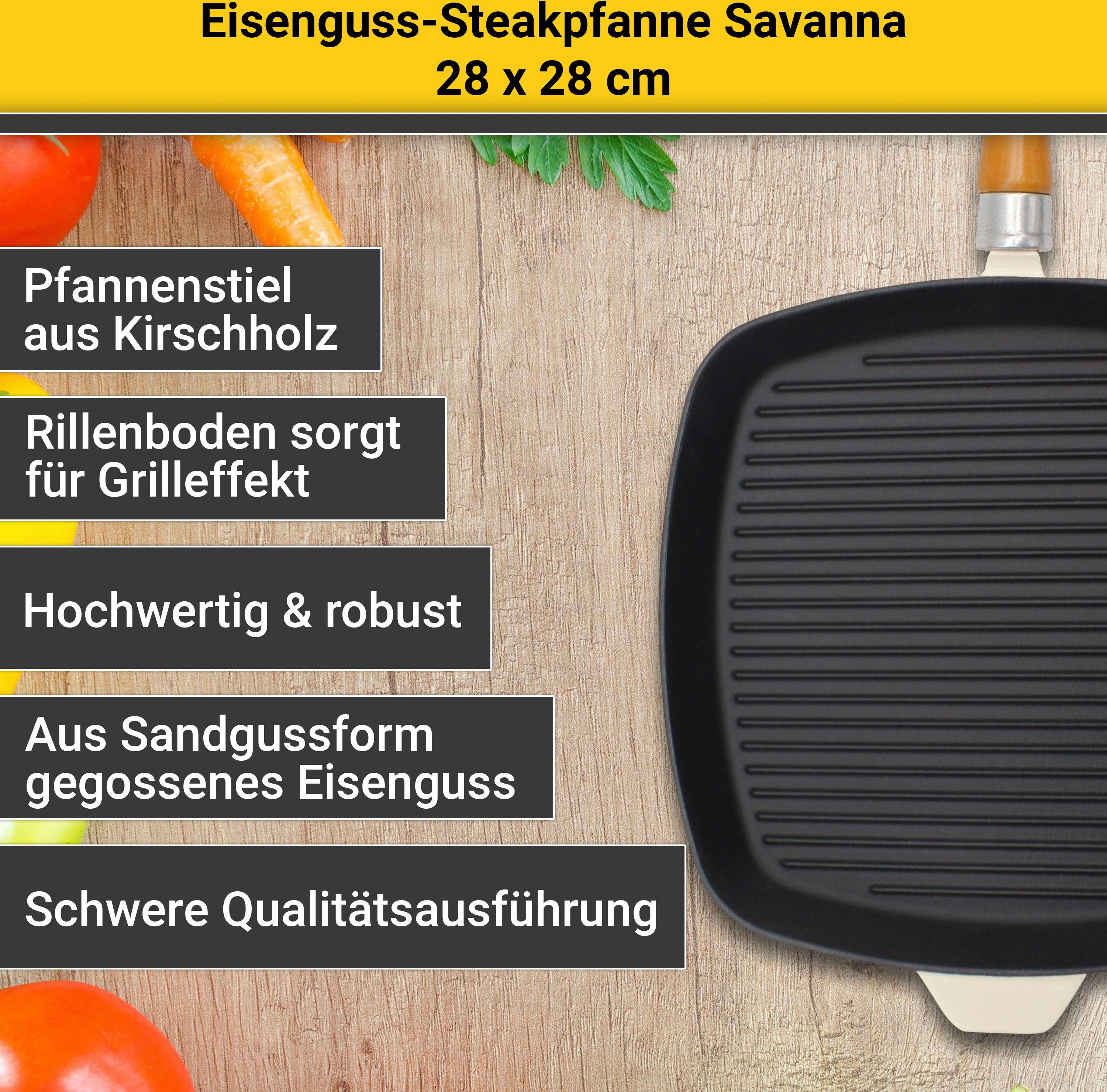 Eisen, Savanna, Krüger cm, 28x28 Steakpfanne Induktion