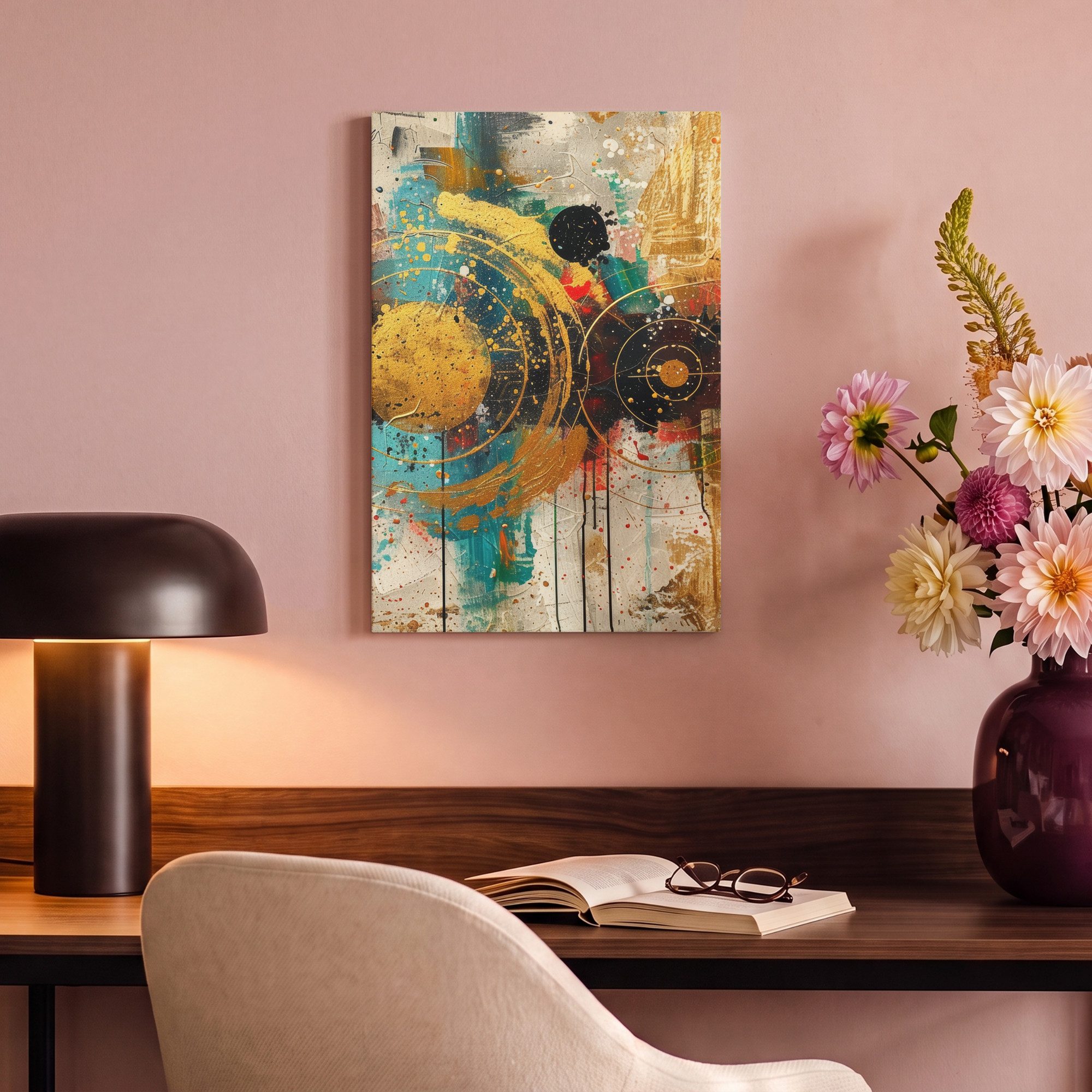 OneMillionCanvasses® Leinwandbild Kunst - Abstrakt - Ästhetisch - Gold, Fotodruck (1 St), Leinwand Canvas Wandbild, Wanddekoration 20x30 cm – Bild 4 von 5