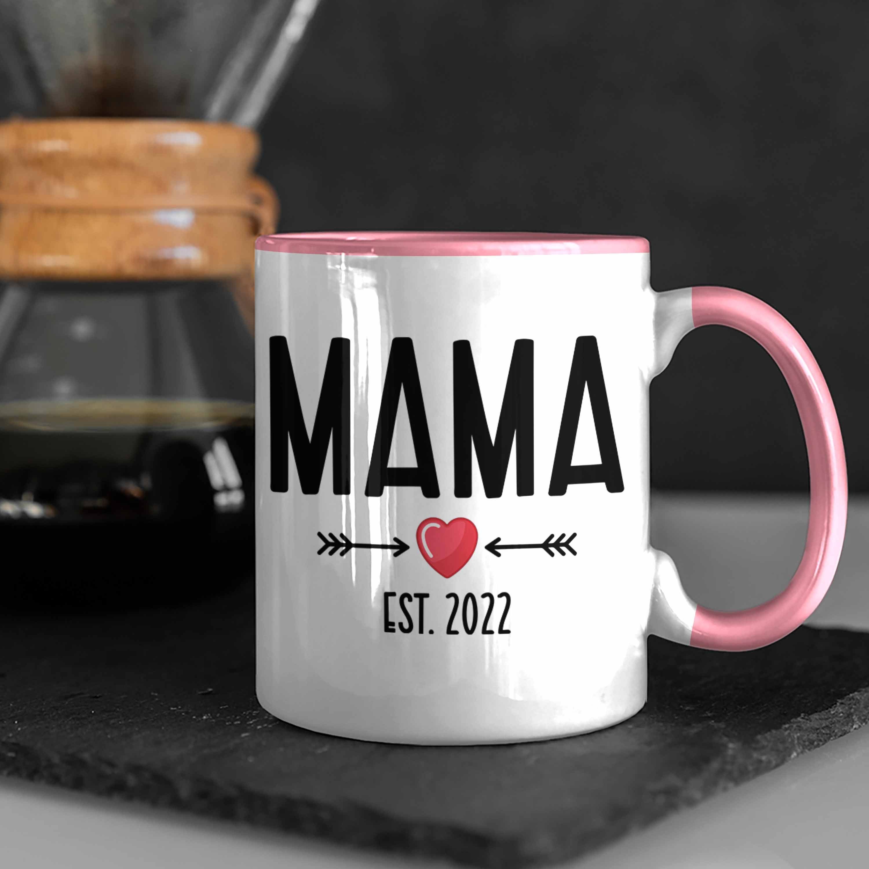 Trendation Tasse Trendation - Du 2022 Schwangerschaft Mutter Mama Geschenk Mutter Wirst Rosa Überraschung Kaffeetasse Verkünden Baby 2022 Tasse