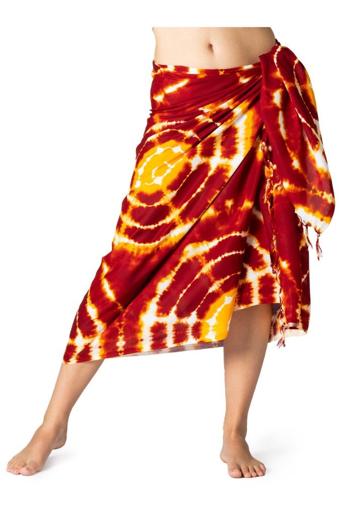 PANASIAM Sarong Pareo Tie-Dye farbenfrohes Hüfttuch Sarong aus 100% Viskose Lava-Lava, Viskose, Strandtuch Lunghi Bikini Cover-Up Wickeltuch Strandkleid Wickelkleid