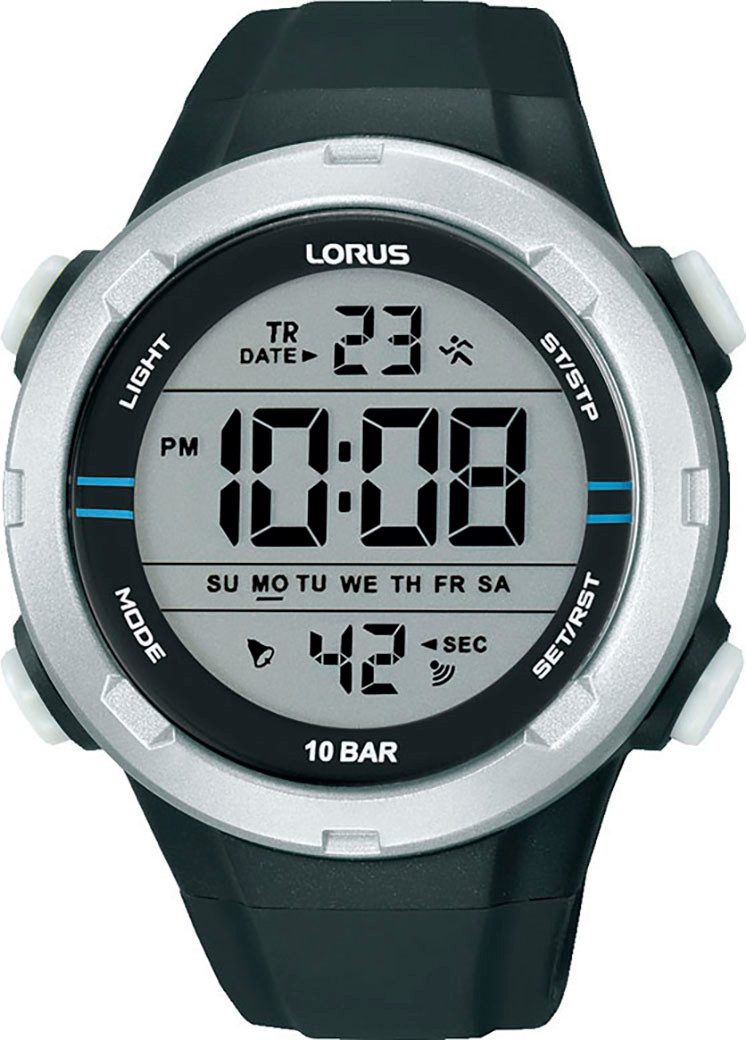 LORUS Chronograph R2301QX9, Quarz,Armbanduhr,Herrenuhr,Silikonarmband,digital,Datum,Stoppfunktion