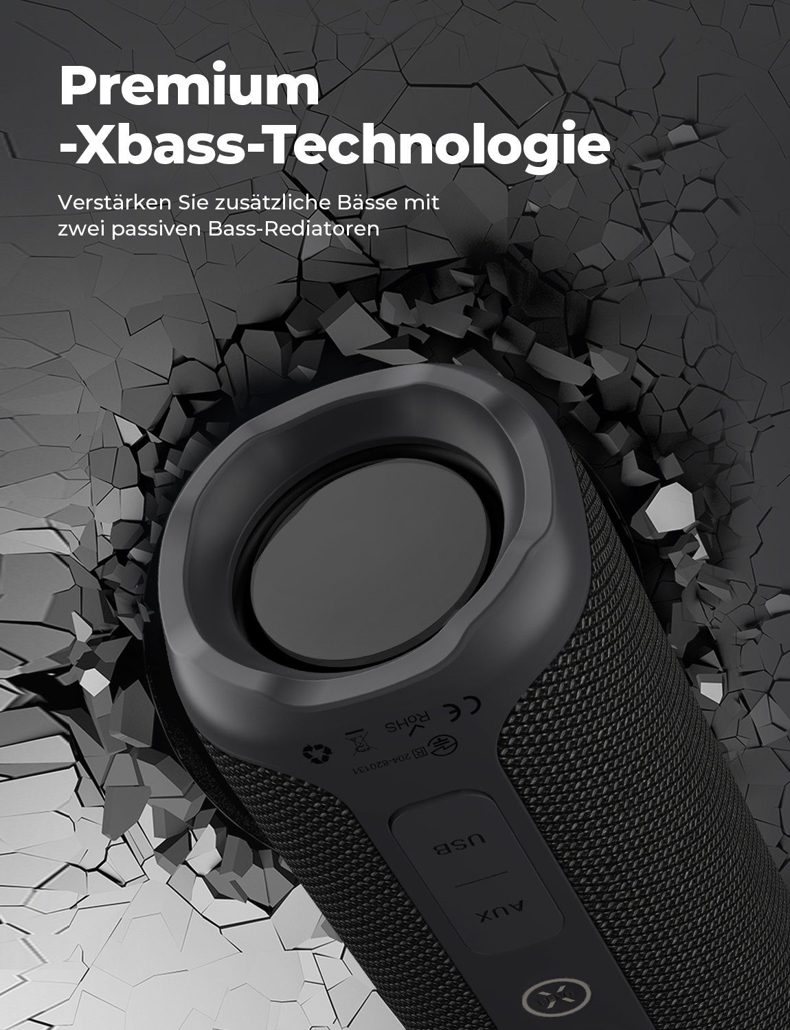 StormBox (17 Tragbarer 360° 24W Surround-Sound Tribit mit Lautsprecher Bluetooth-Lautsprecher W)