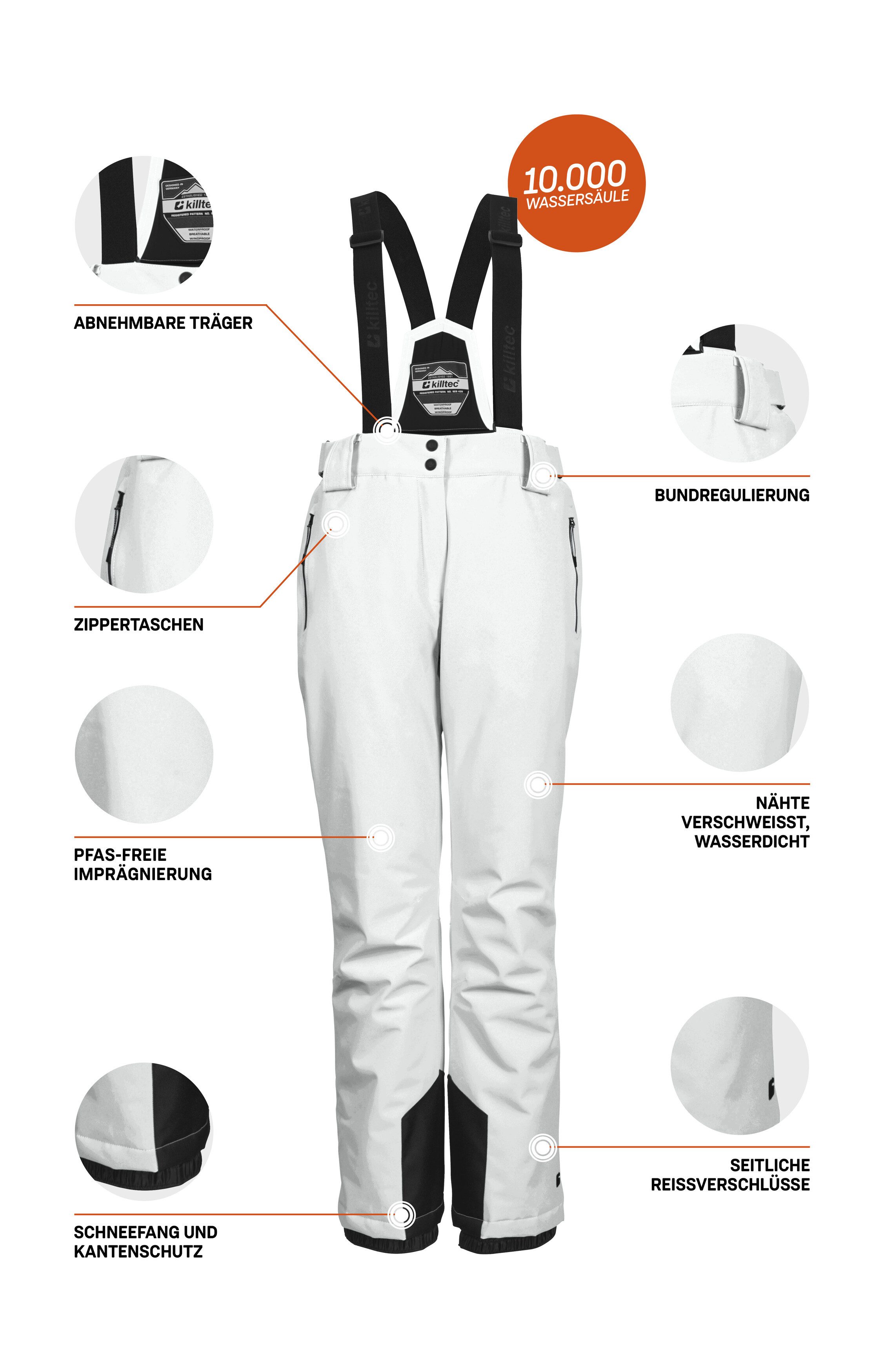 Killtec Skihose KSW 249 WMN SKI PNTS Wind- und wasserdicht, verstellbar, Teflon EcoElite™-Imprägnierung
