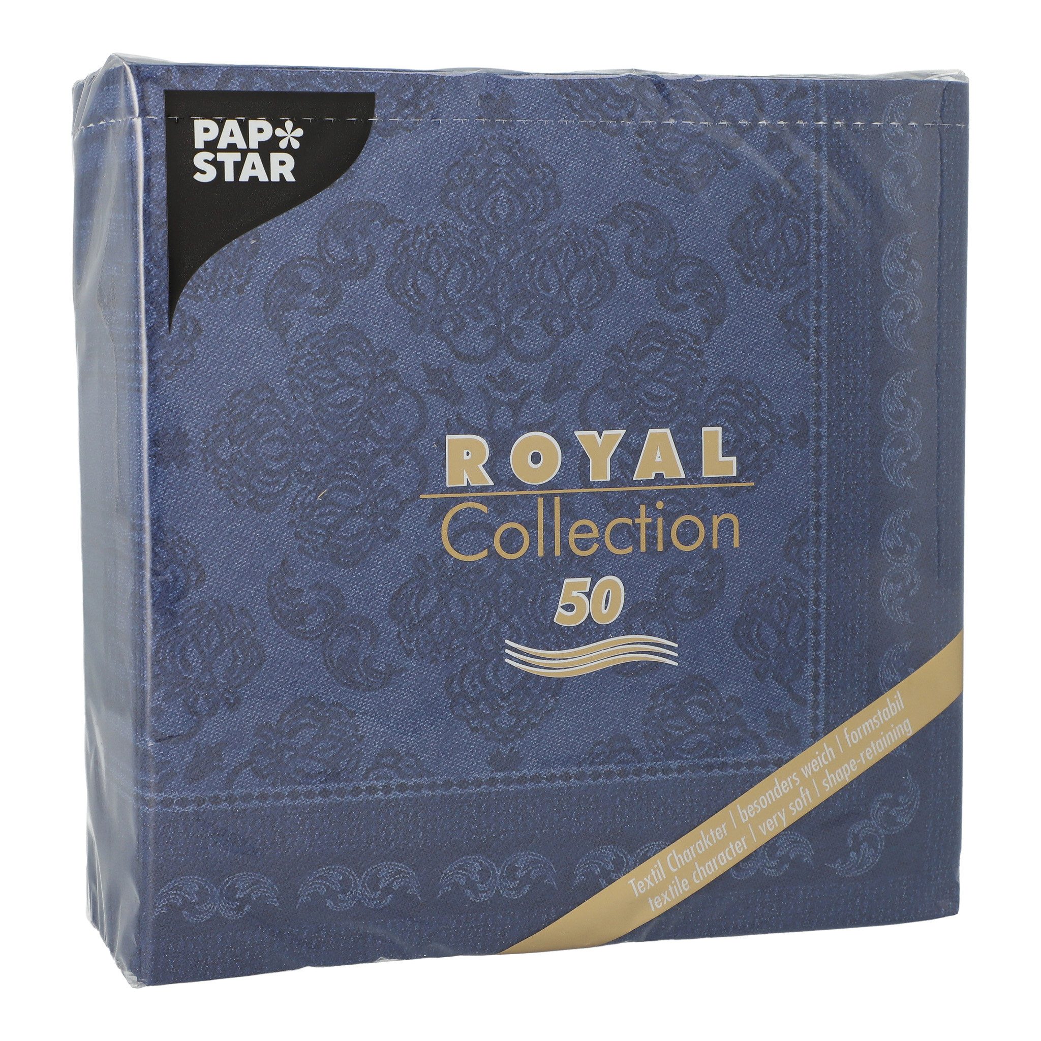 PAPSTAR Papierserviette, Servietten stoffähnlich 40x40cm Royal Collection 50 Stück Dunkelblau