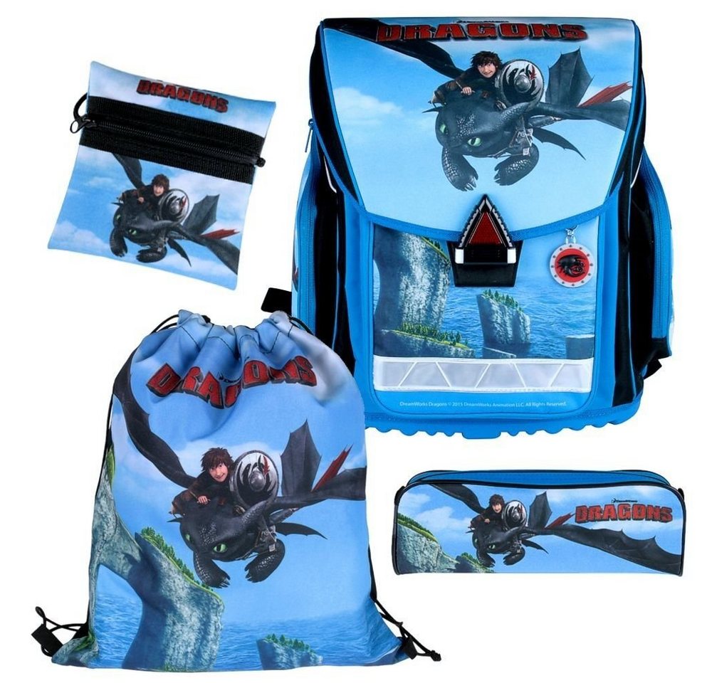 STYLEX Schulranzen Stylex Schulranzen Set Dragons Ranzenset Schultasche 4 Teilig 51050 (4-tlg)
