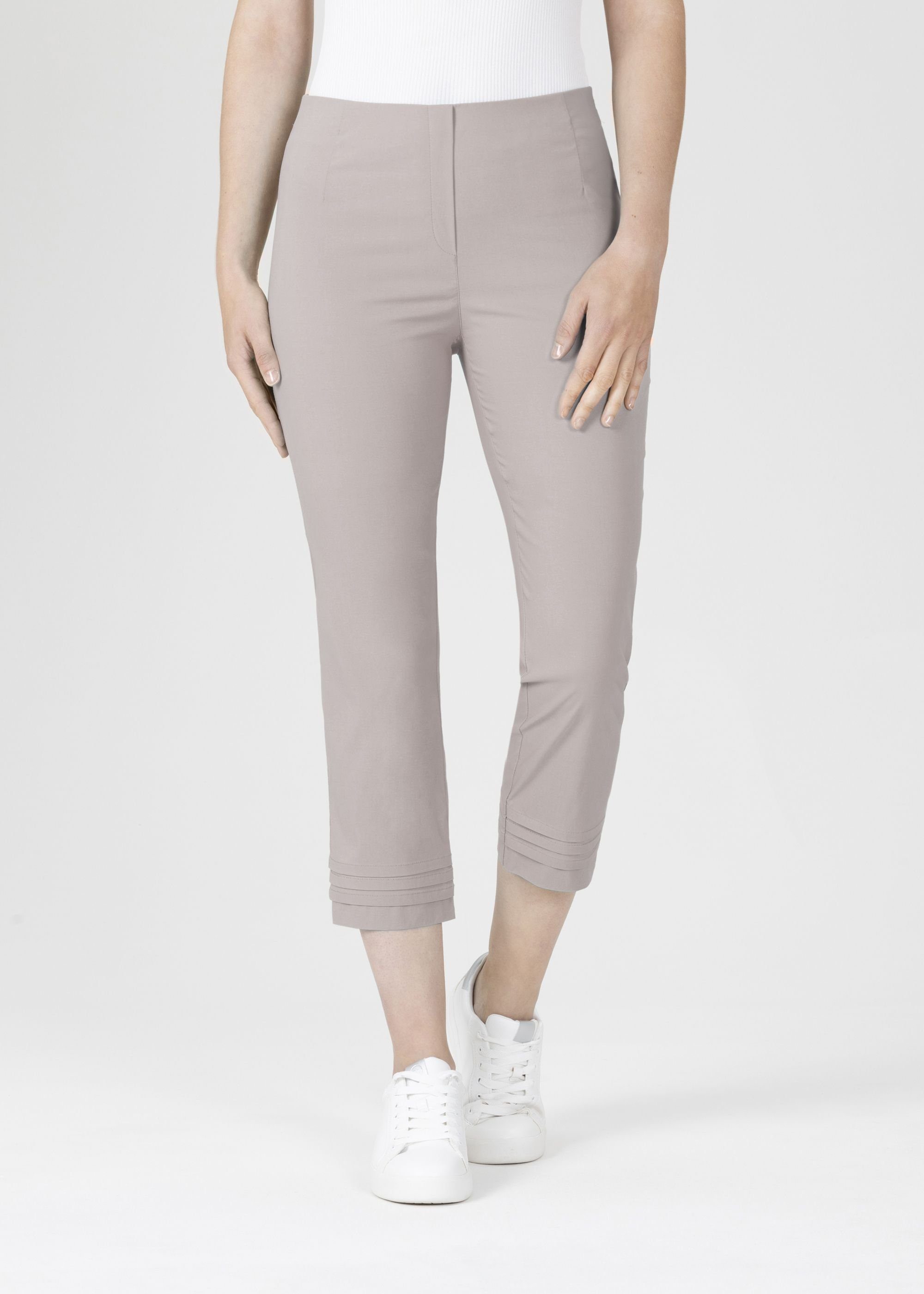 Stehmann Stoffhose simply Ina taupe mit Faltendetails