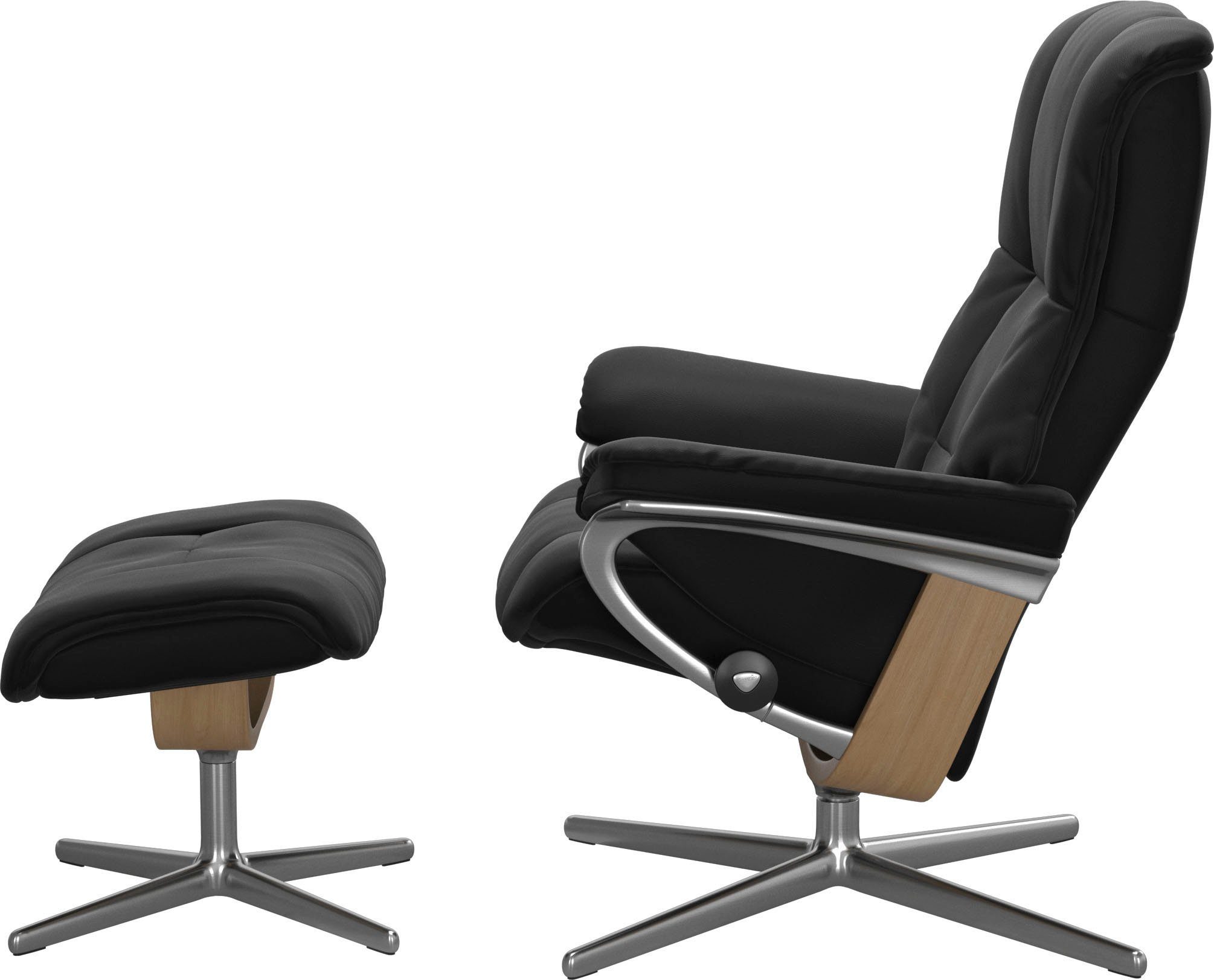 Stressless® Relaxsessel Mayfair M L, mit Hocker), mit Relaxsessel Cross Größe Base, & Holzakzent S, mit (Set, Eiche Hocker