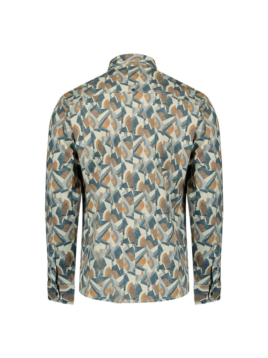 NO EXCESS Langarmhemd No Excess Bedrucktes Hemd Shirt Stretch Allover Printed