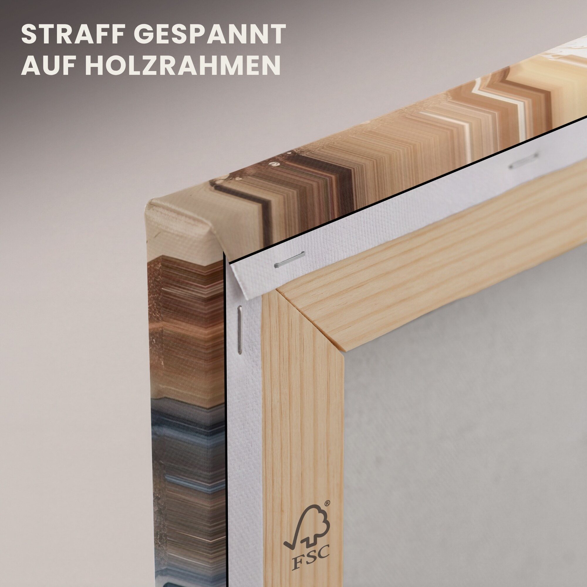 OneMillionCanvasses® Leinwandbild Abstrakt - Kunst - Farbe - Beige - Modern, Fotodruck (1 St), Leinwand Bilder Klein, Wand Dekoration Aesthetic 30x20 cm – Bild 5 von 5
