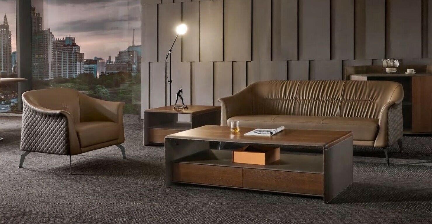 JVmoebel Sofa Braune Moderne Sofagarnitur in Made Sitzer Leder Neu, Polster Europe Couchen 3+1