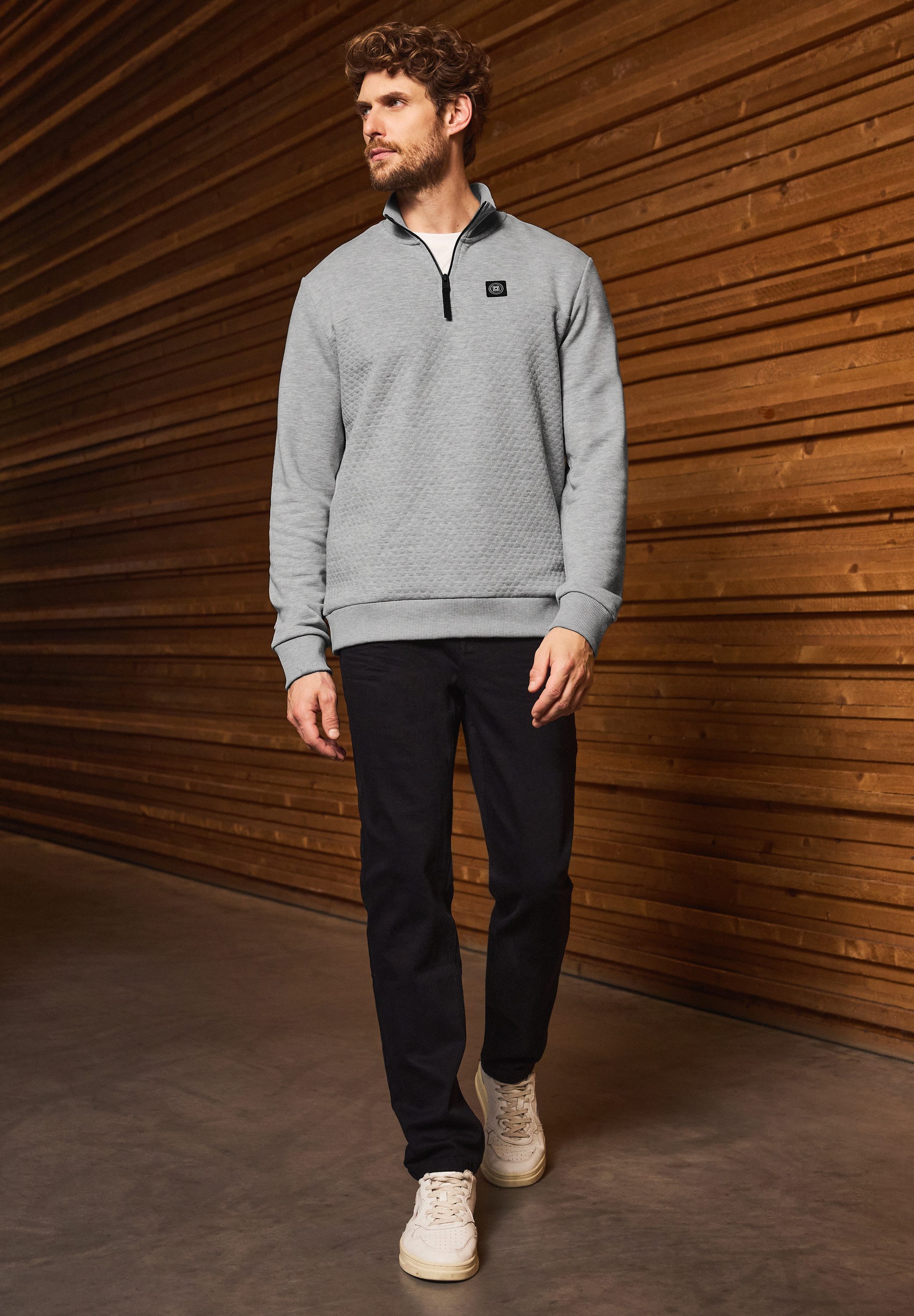 STREET ONE MEN Rollkragenpullover mit Struktur-Muster