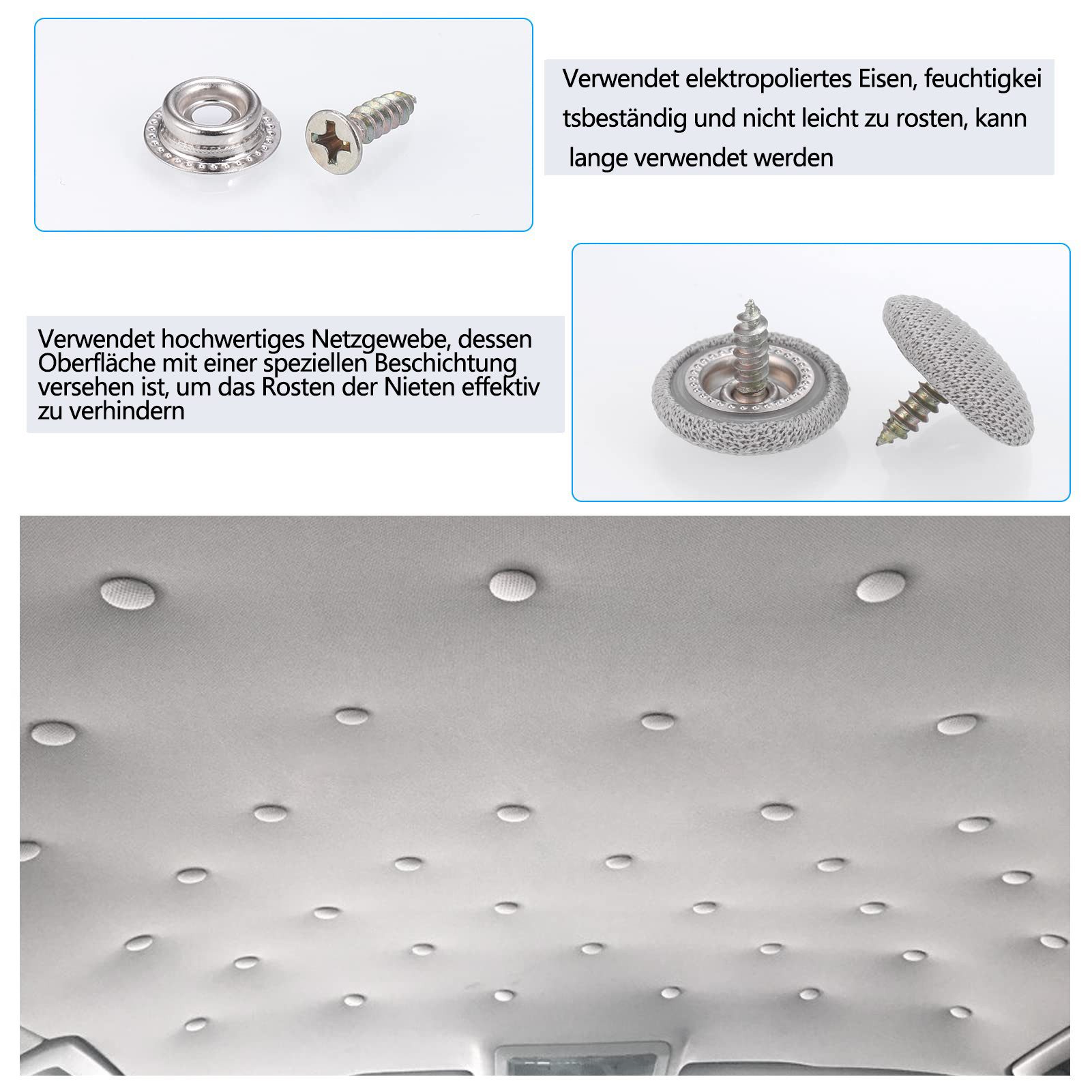 FOUORTUNATE-BEE Reparatur-Set 65 Stück Dachhimmel Reparatur Set, KFZ Reparatur Nieten,Auto Dachhimmel Reparatur Knopf,Auto Dach Nieten,Auto Dachhimmel Reparatur – Bild 4 von 5