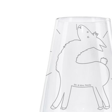Mr. & Mrs. Panda Weißweinglas Lama Stolz - Transparent - Geschenk, Weißwein Glas, Weißweinglas, Hoc, Premium Glas, Premium Gravur