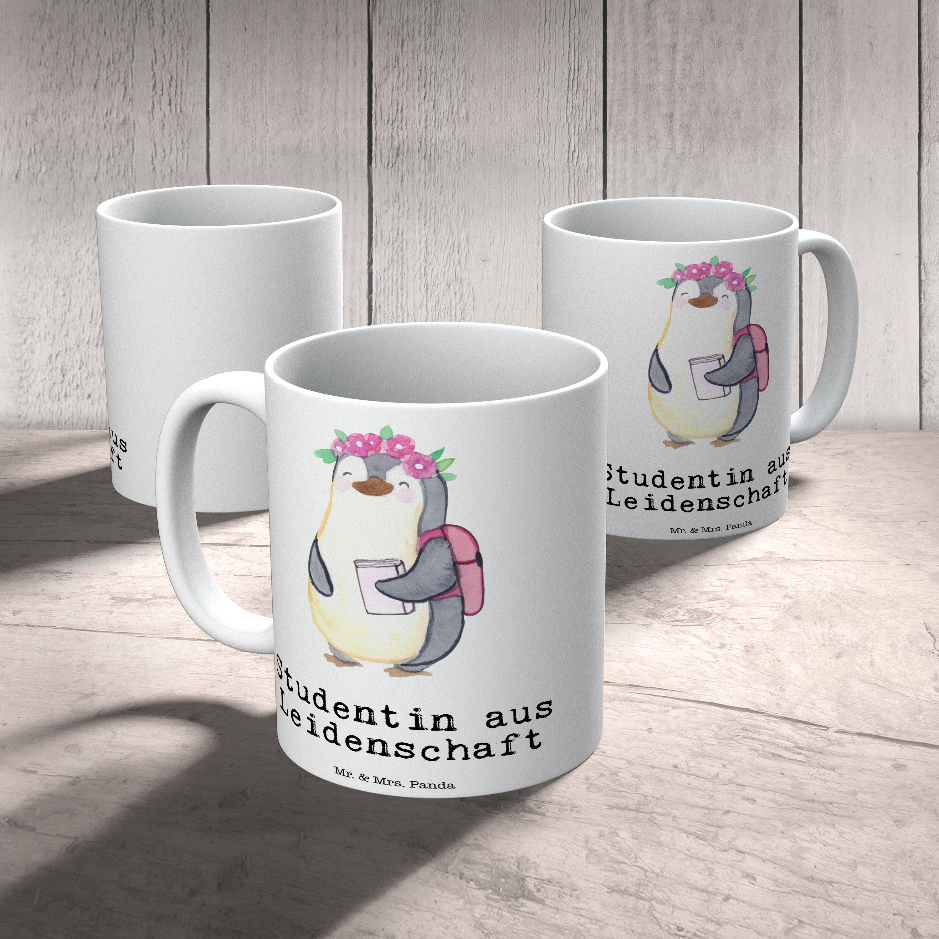 Mr. & Mrs. Weiß Kaffeebecher, aus Studentin - Panda - Teetasse, Geschenk, Tasse Leidenschaft Keramik