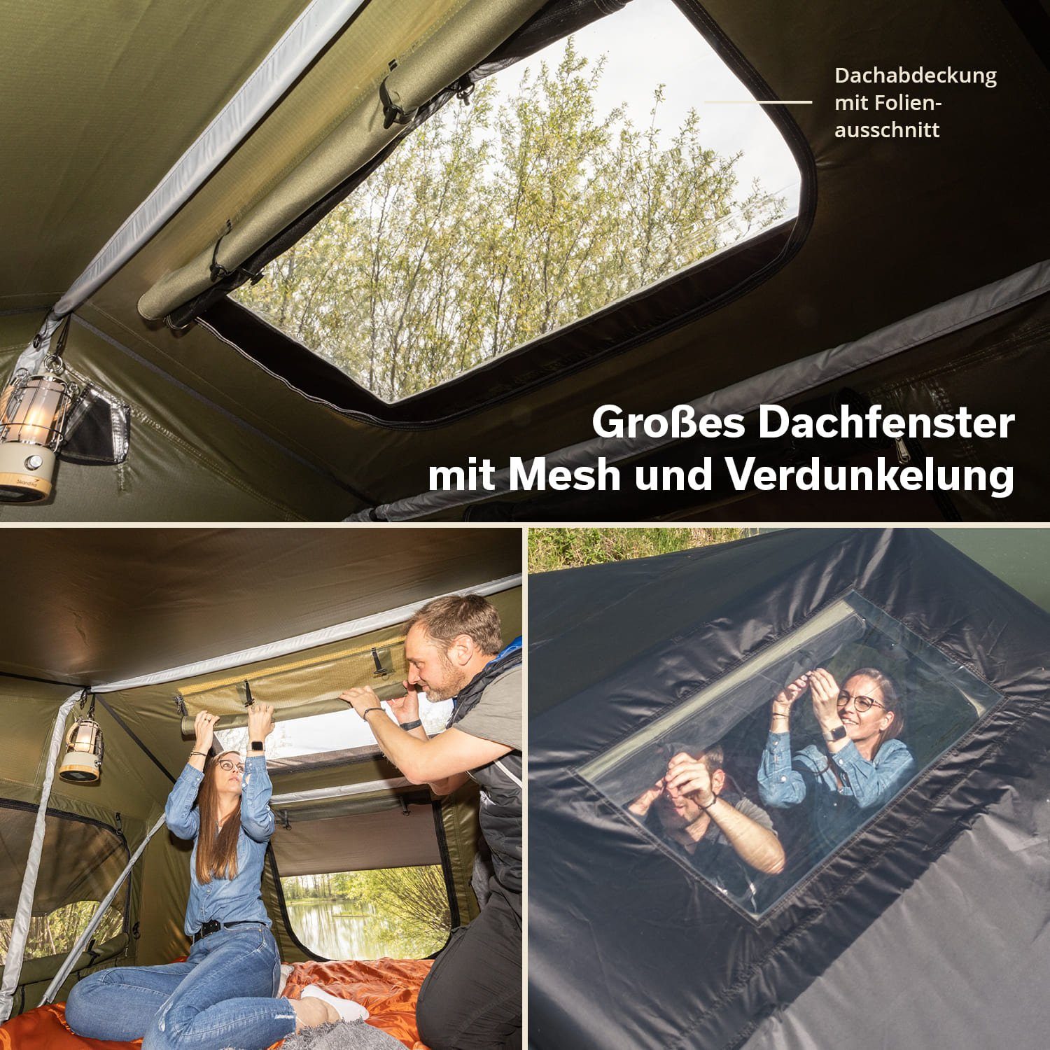 Skandika Dachzelt Freeland, Personen: 2 (L mit Vorzelt), wasserfest 2500 mm, Eingang und Fenster mit Moskitonetz