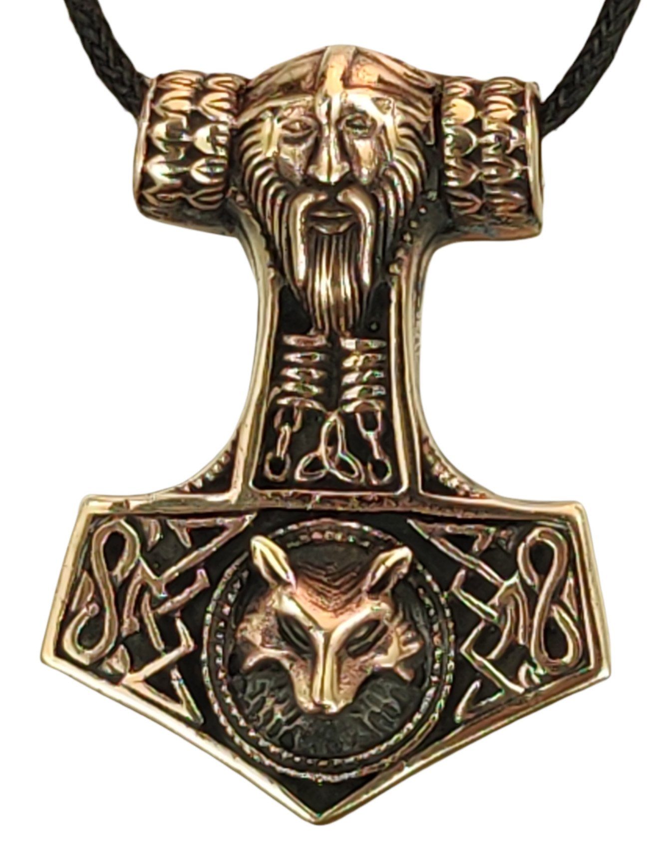 Kiss Hammer großer Thorhammer Leather Thorshammer Kettenanhänger Wikinger Thor Anhänger Bronze of massiver
