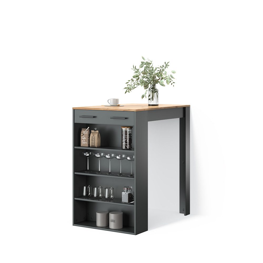 Livinity® Bartisch Regusa, Anthrazit/Goldkraft Eiche/Anthrazit, 67 x 100 cm (1-St)