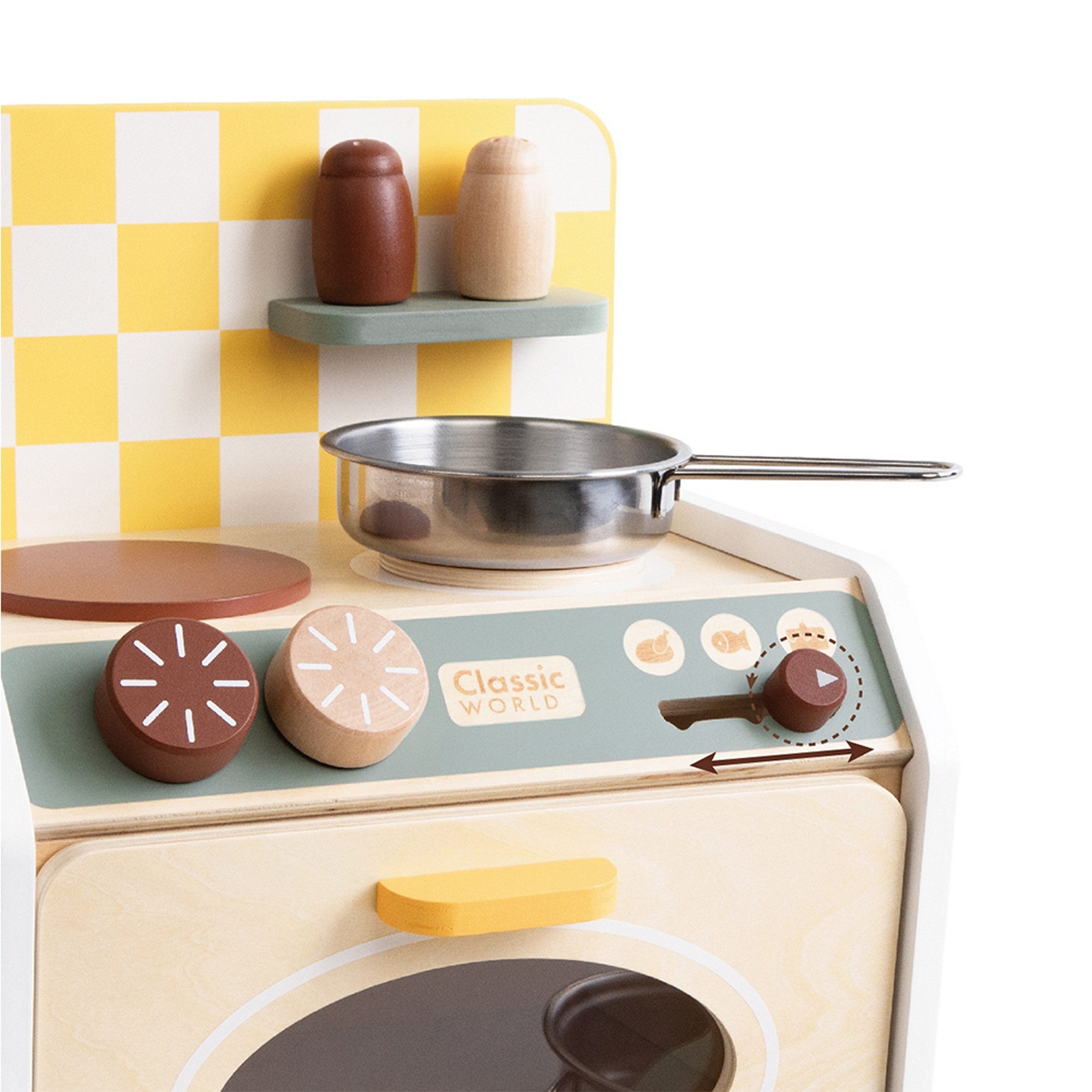 Classic World Spielküche Classic World - Kinderküche klein - 26,3x22,5x30 cm - ab 3 Jahre MDF, Holz, aus Holz