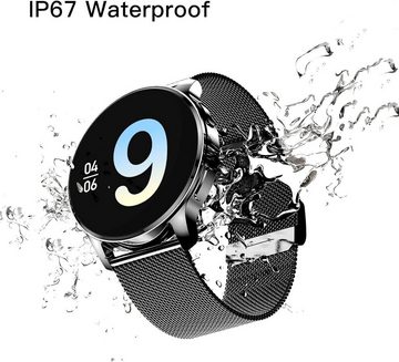 Krostming Telefonfunktion Damen's und Herren's IP67 Wasserdicht Smartwatch (1,32 Zoll, Android/iOS), Herzfrequenz SpO2 Blutdruckmessung 20 Sportmodi APP, den Design
