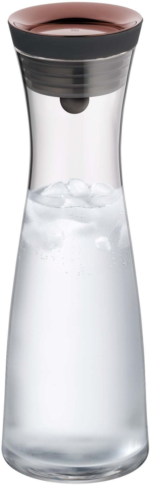 WMF Wasserkaraffe Basic für Kalt- und Warmgetränke, Silikonrand, 1 l Fassungsvermögen, Close-Up-Verschluss ink. integriertem Sieb, spülmaschinengeeignet