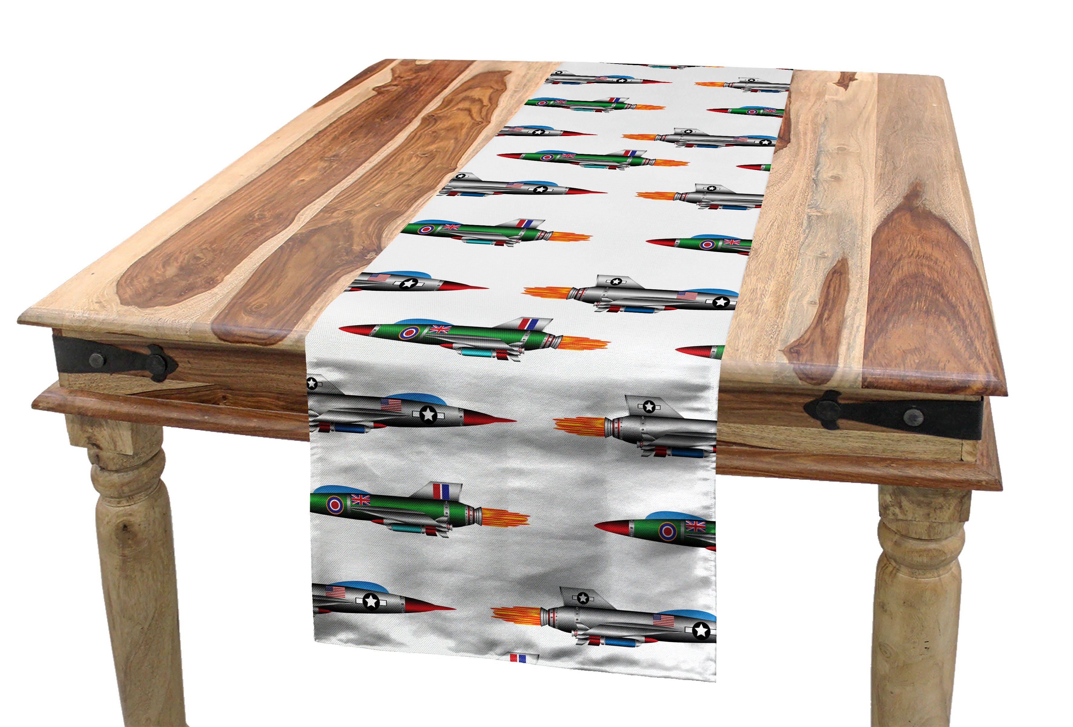 Abakuhaus Tischläufer Esszimmer Küche Rechteckiger Dekorativer Tischläufer, Bunt Jet Aviation Design