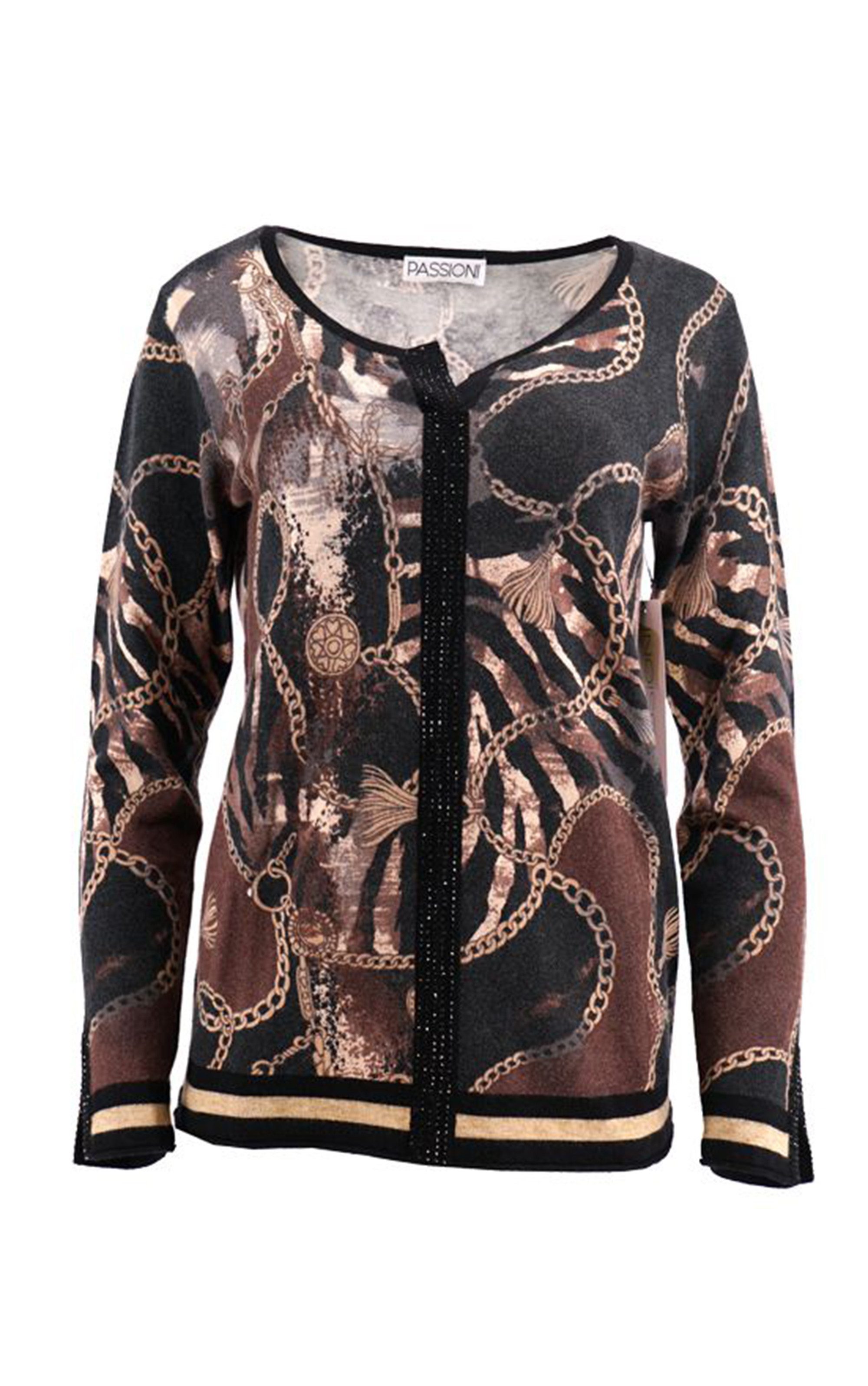 Passioni Strickpullover mit Print und Strassdetails günstig online kaufen