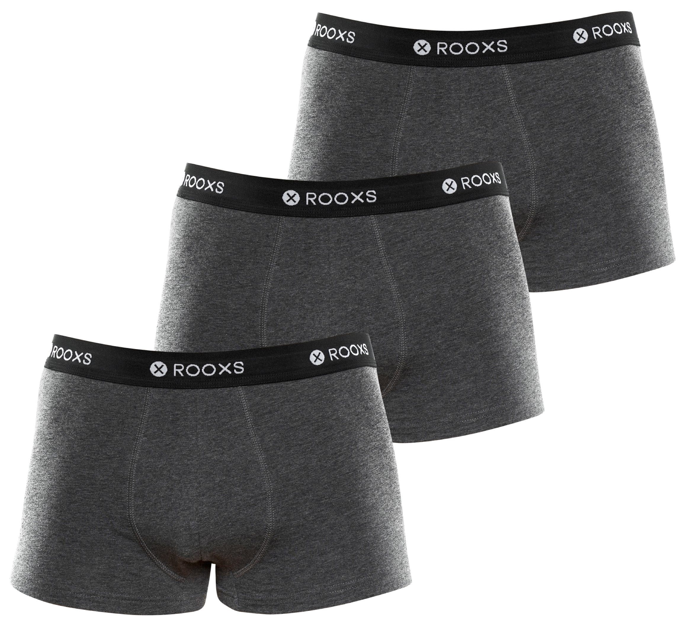 Grau (3-St) Enge Männer Boxershorts Baumwolle Herren Retroshorts ROOXS Unterhosen
