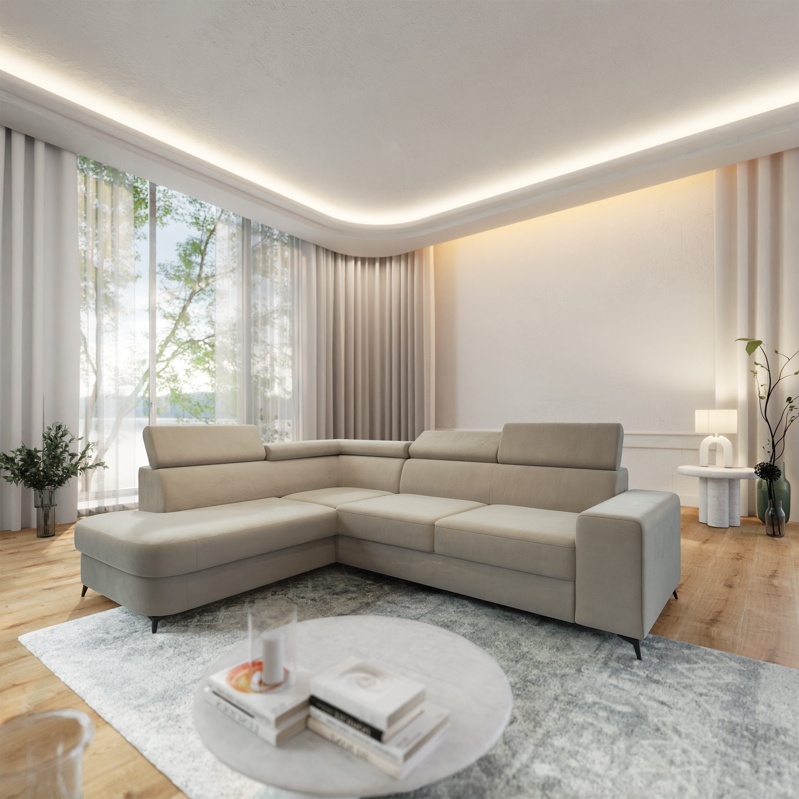 Masseno Ecksofa ALVORO mit Schlaffunktion L-Form, Sofa mit Bettkasten