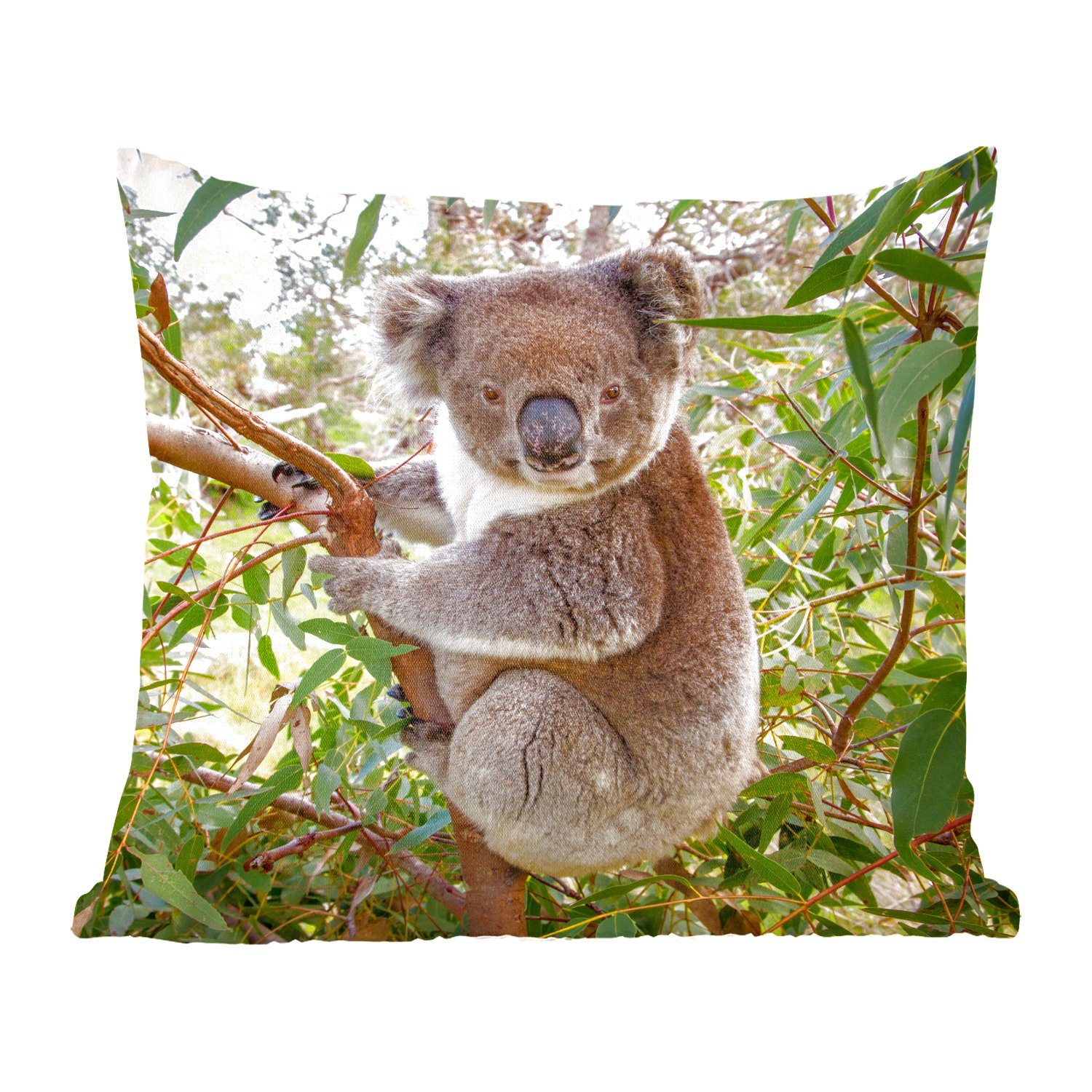 MuchoWow Dekokissen Koala - Baum - Blätter - Kinder - Jungen - Mädchen, Zierkissen mit Füllung für Wohzimmer, Schlafzimmer, Deko, Sofakissen
