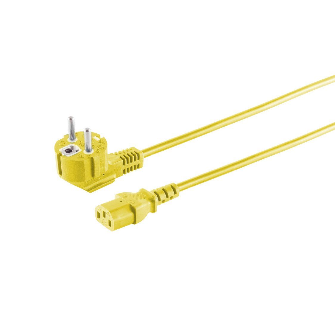 Kabelbude.eu Schutzkontakt 90°/Kaltgerätebuchse gelb 1,8m Netzkabel, (180,00 cm)