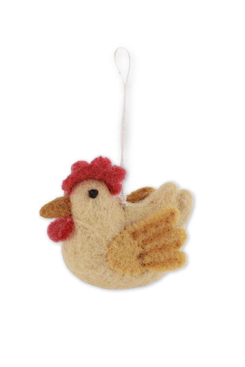Gry & Sif Hängedekoration Filzanhänger - MINIHAHN - weiß, gelb