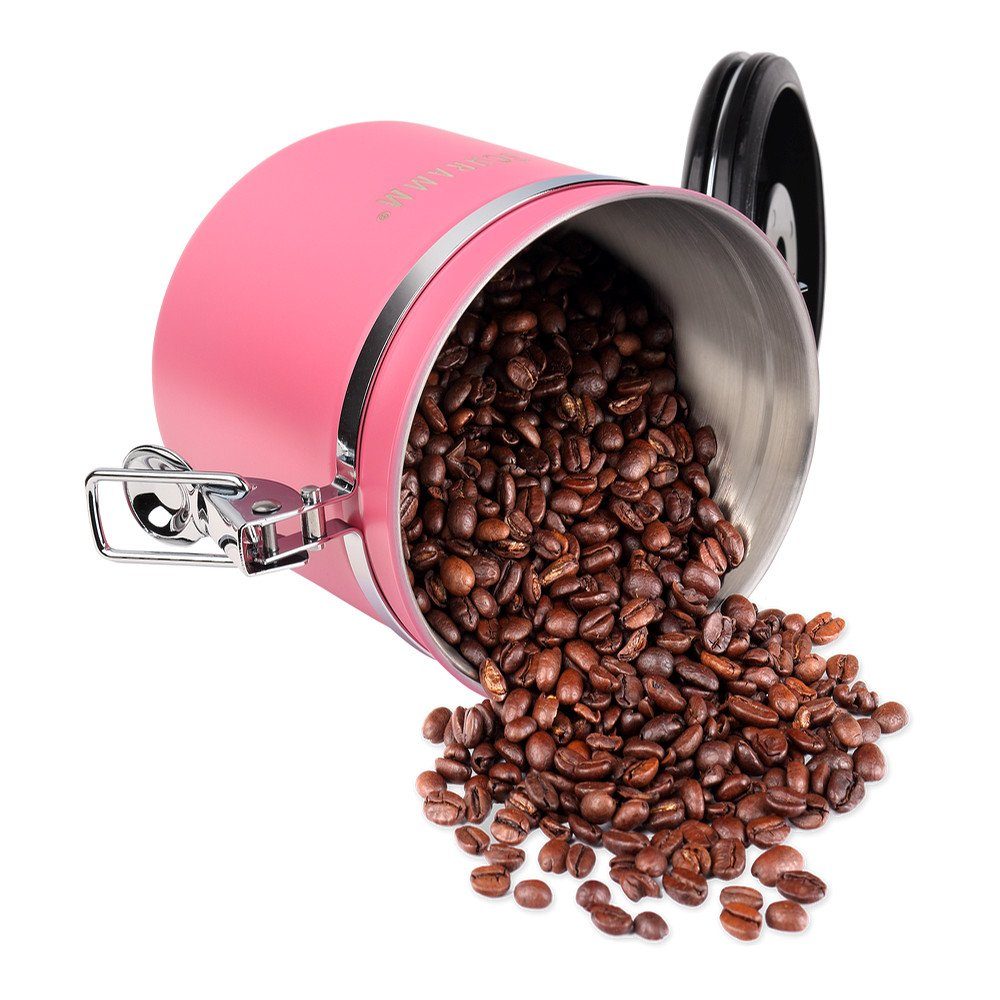 Schramm Kaffeedose Schramm® Kaffeedose 10 Höhe: Dosierlöffel Edelstahl Farben in pink 1200 12cm mit aus ml Kaffeebehälter Kaffeedosen