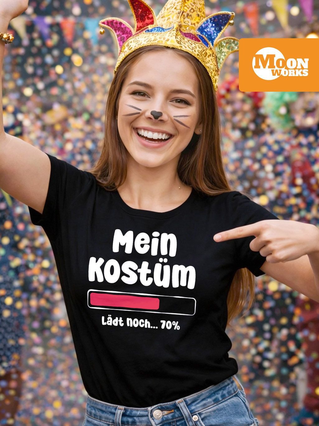 MoonWorks Print-Shirt Damen T-Shirt Fasching Karneval Kostüm-Ersatz Verklei günstig online kaufen