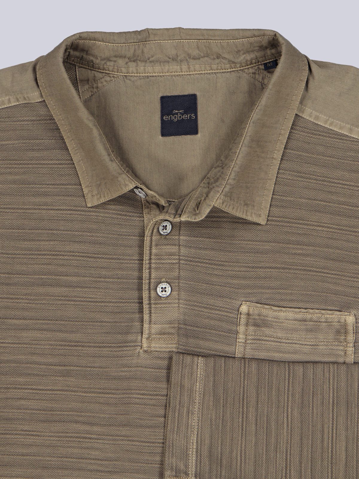 Engbers Langarm-Poloshirt Herren Polo-Shirt meliert, Braun