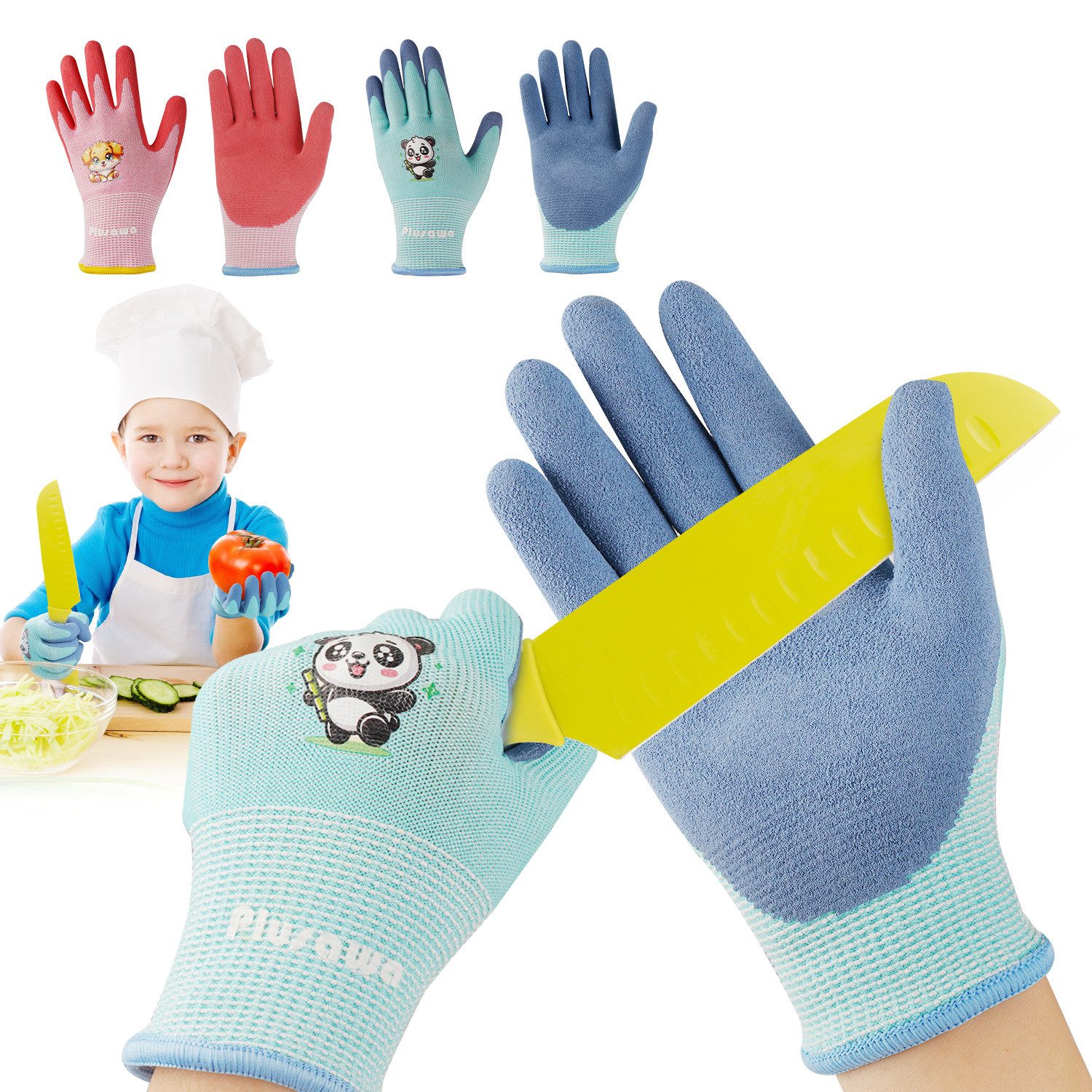 ASPRIA Schnittschutzhandschuhe Schnittfeste Kinderhandschuhe, entsprechen den EU-Normen für Radfahren im Freien, Gartenarbeit, Basteln und mehr.2 Paar