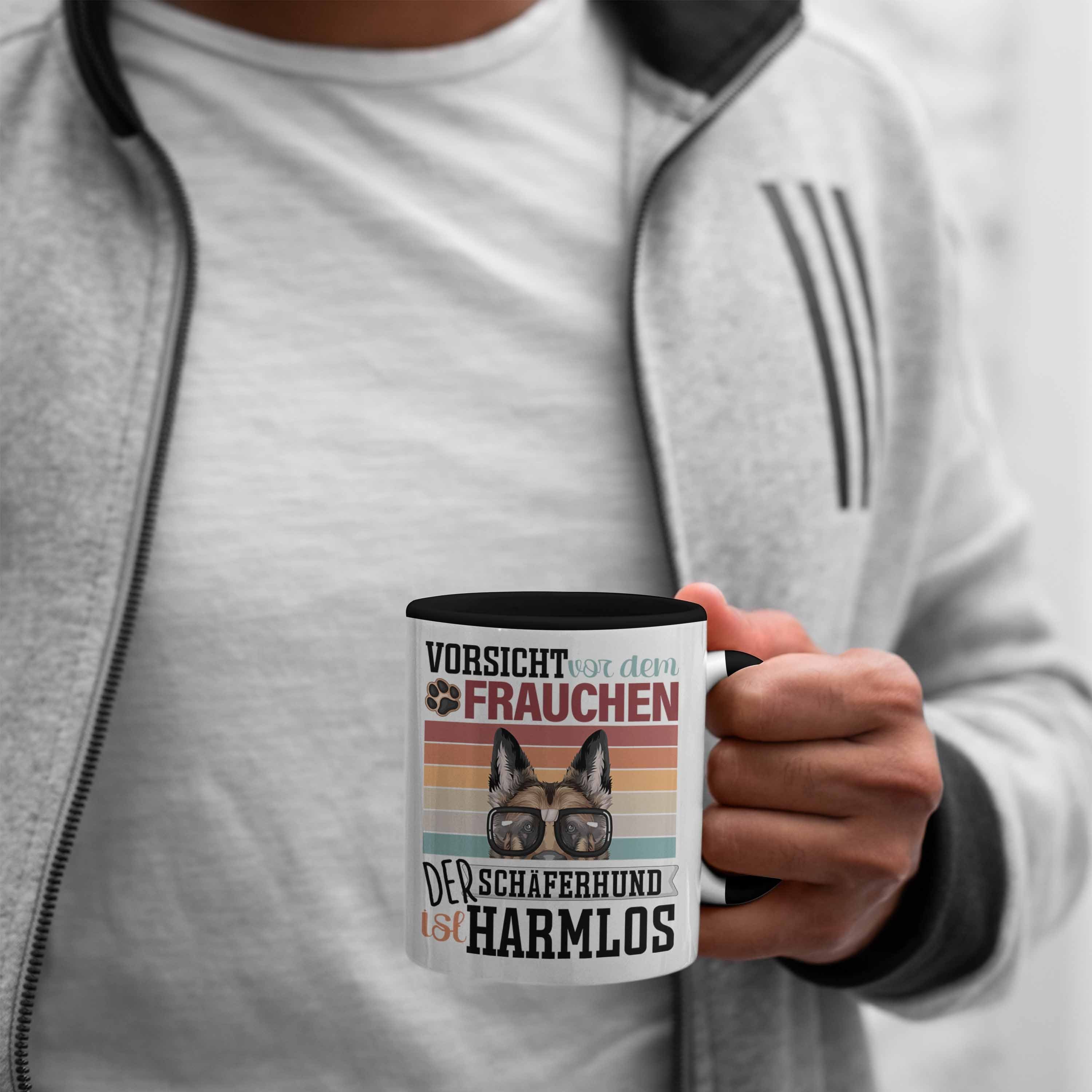 Schäferhund Schwarz Besitzerin Frauchen Geschenk Geschen Trendation Tasse Spruch Tasse Lustiger