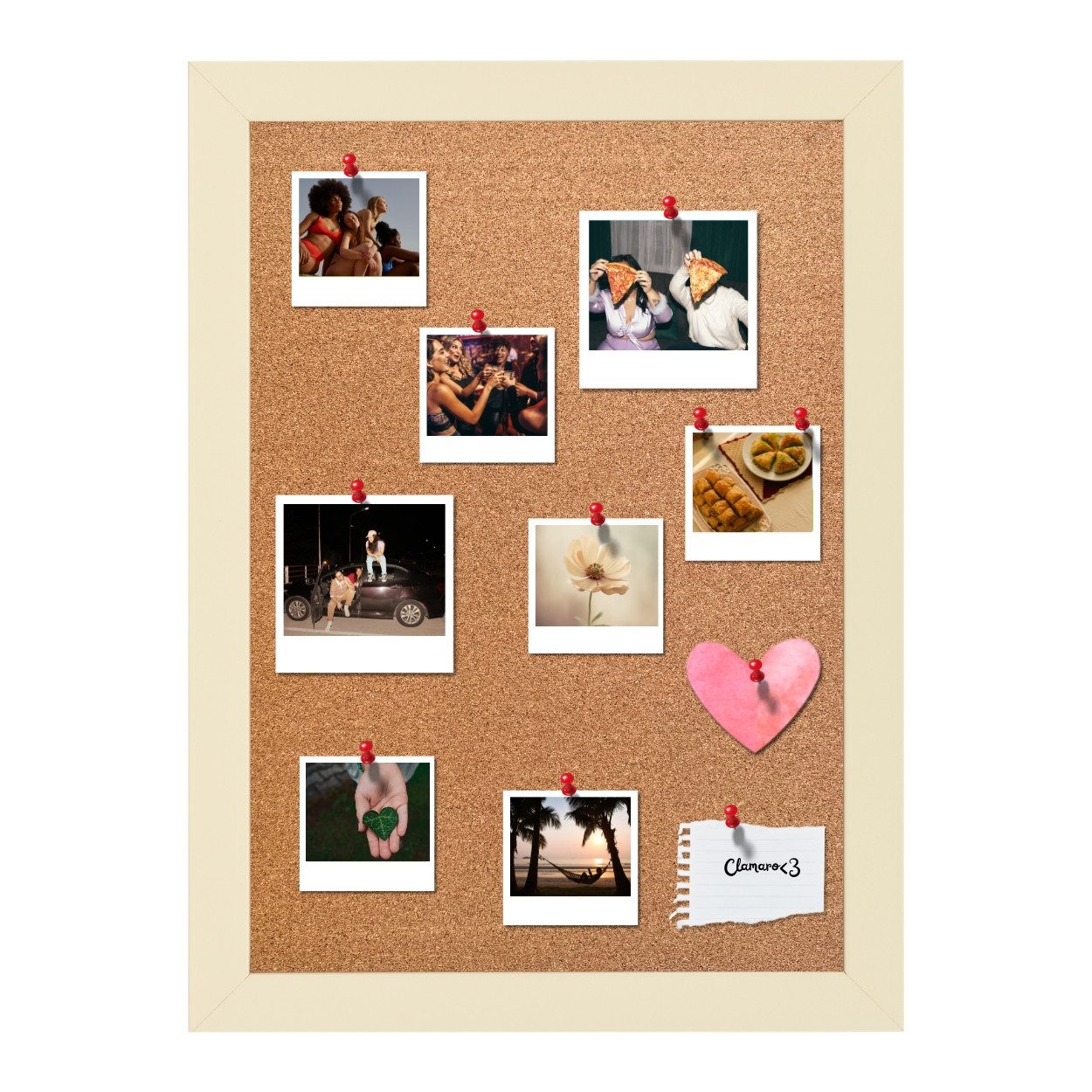 Clamaro Bilderrahmen, Kork Memo Pinnwand – Pinboard Korktafel mit 10 Stecknadeln Clamaro