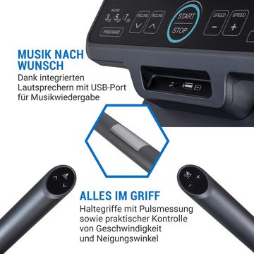 Capital Sports Laufband Challenger, Elektrisch 120 kg Belastbar Bluetooth zu hause Pulsmessung USB