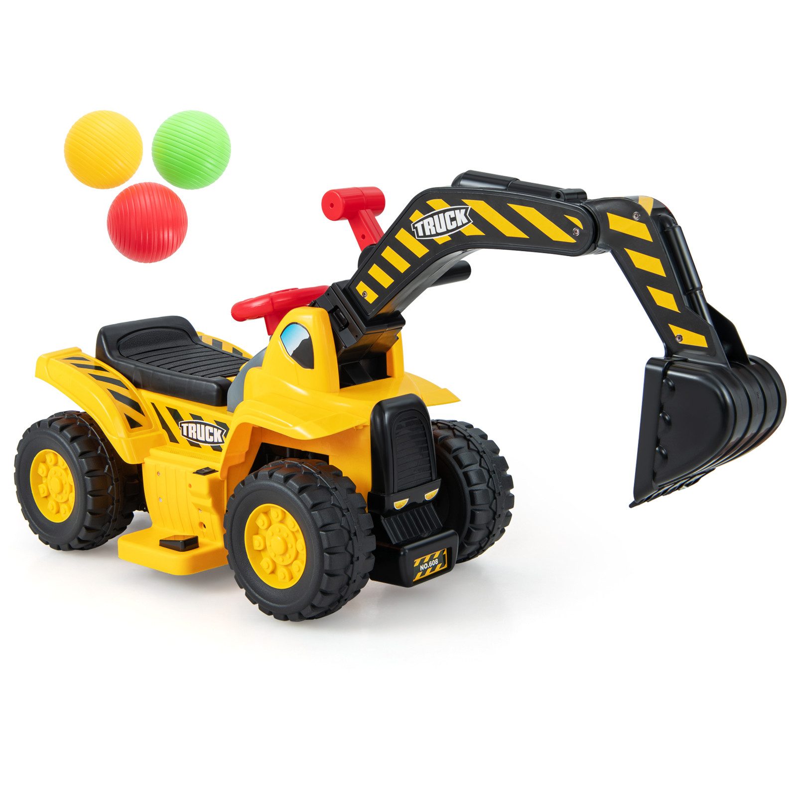 KOMFOTTEU Elektro-Kindertraktor, Belastbarkeit 25 kg, Kinderbagger für Kinder ab 2 Jahren