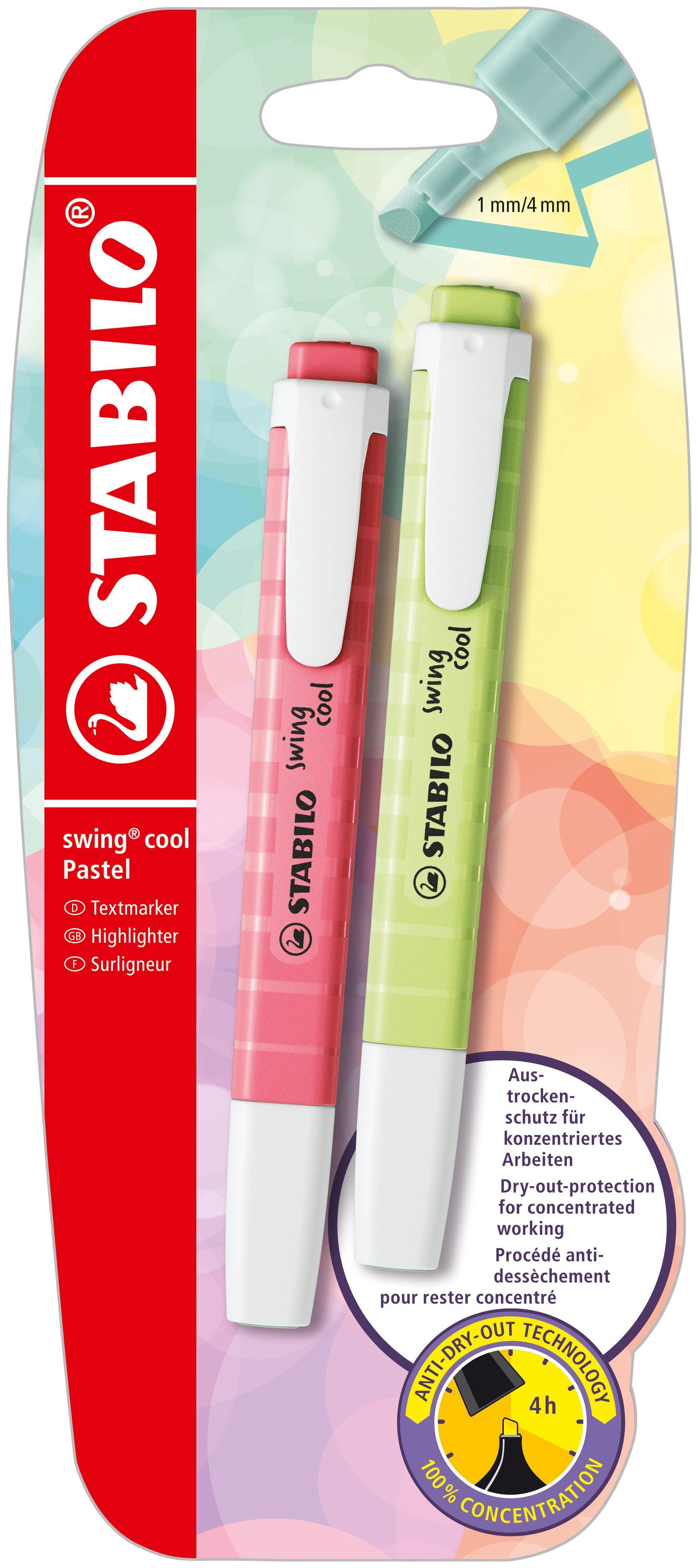 STABILO Marker STABILO Textmarker swing® cool Pastel Limette + Kirschblütenrosa 2e...