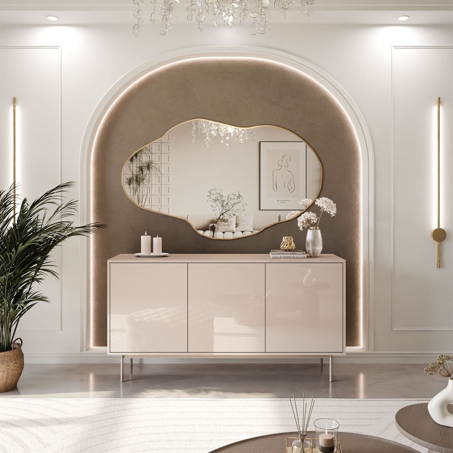 Lookway Kommode SANAYI in Kaschmir auf Gestell, 154x40x80 cm – Bild 3 von 5