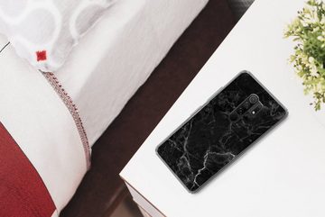MuchoWow Handyhülle Marmor - Schwarz - Weiß - Textur - Marmoroptik, Phone Case, Handyhülle Xiaomi Redmi 9, Silikon, Schutzhülle