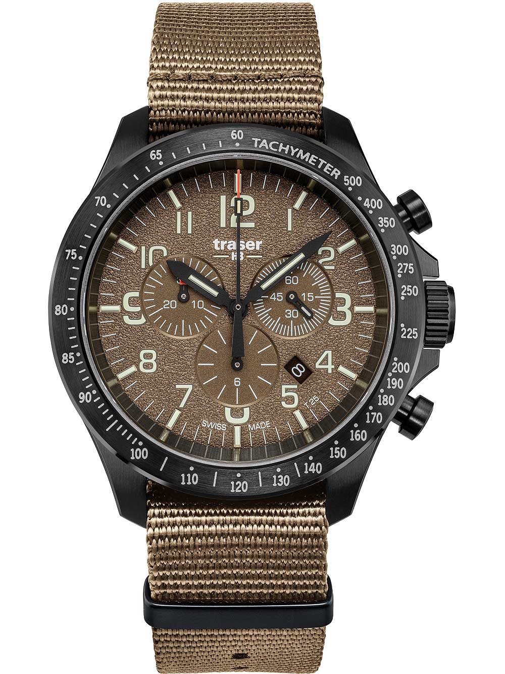 Traser Quarzuhr Traser H3 109459 P67 Officer Chronograph Khaki Nato Herrenuhr 46mm 10A Traser H3 109459 P67 Officer Chronograph Khaki Nato Herrenuhr 46mm 10ATM