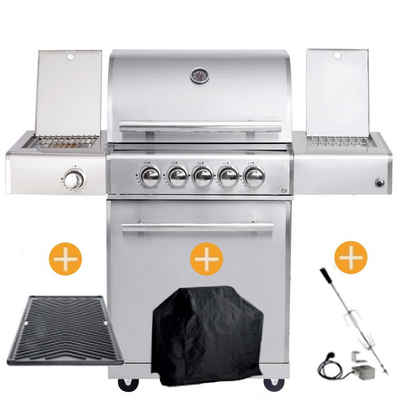 ALL'GRILL Gasgrill CHEF Paket M2 Backburner Seitenkocher Steakzone GRATIS Zubehör