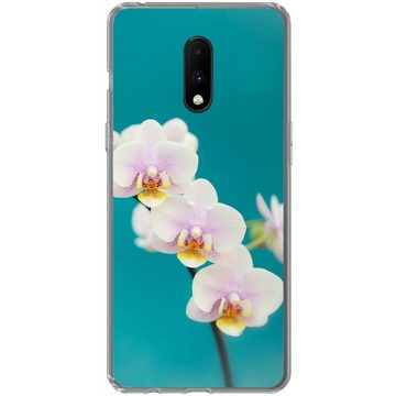 MuchoWow Handyhülle Orchidee - Blumen - Pflanze - Weiß - Lila, Phone Case, Handyhülle OnePlus 7, Silikon, Schutzhülle