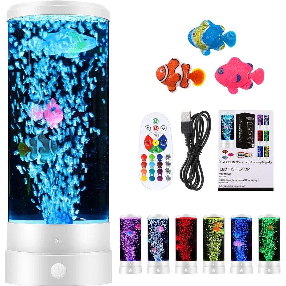 LED Nachtlicht LED Dekolicht Fischlampe Fisch Jellyfish Lampe Wassersäulen Tischlampe