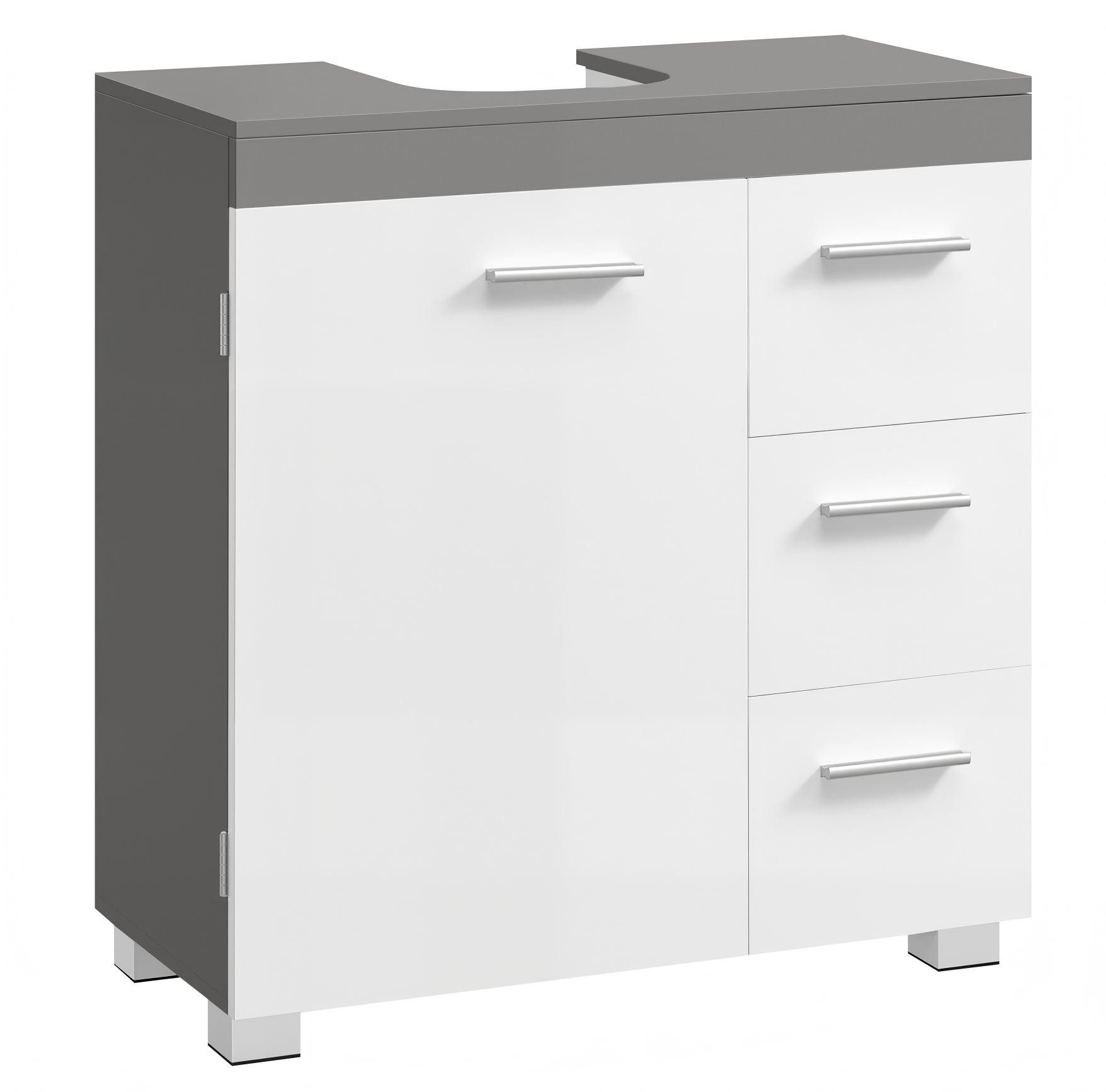 VASAGLE Waschbeckenunterschrank Badezimmerschrank Badschrank mit 3 großen Schubladen, 2 Fächer hinter der Tür, Breite 60/70 cm