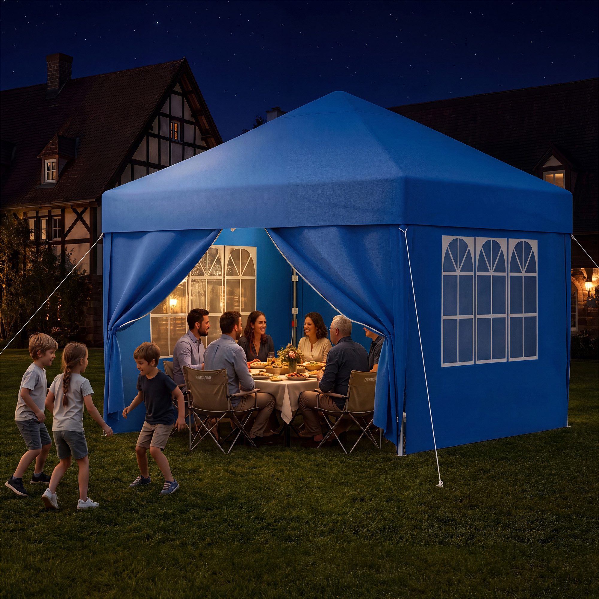 HOMALL Faltpavillon 3x3/3x6 m Gartenpavillon Höhenverstellbarer Pop Up Pavillon, mit 4 Seitenteilen, (Windfester Pavillon mit Seitenteilen und Tragetasche, für  – Bild 2 von 5
